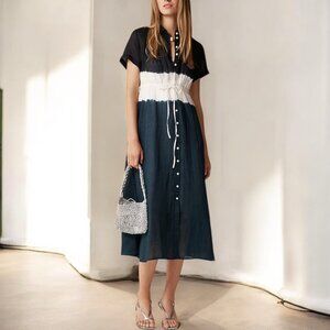 J. Crew Navy and White Ombre Midi Dress